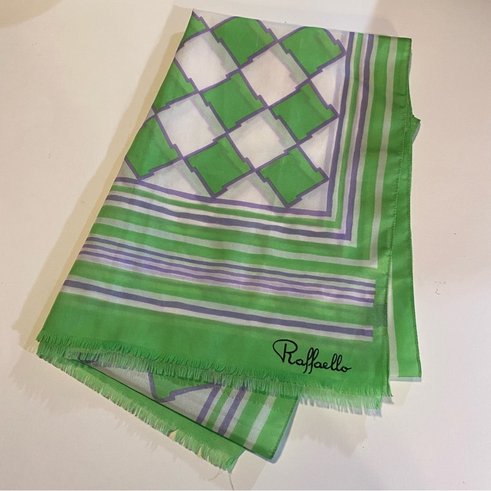 Vintage Raffaello polyester scarf EUC, Made in Italy, geometric print. 18”x54”